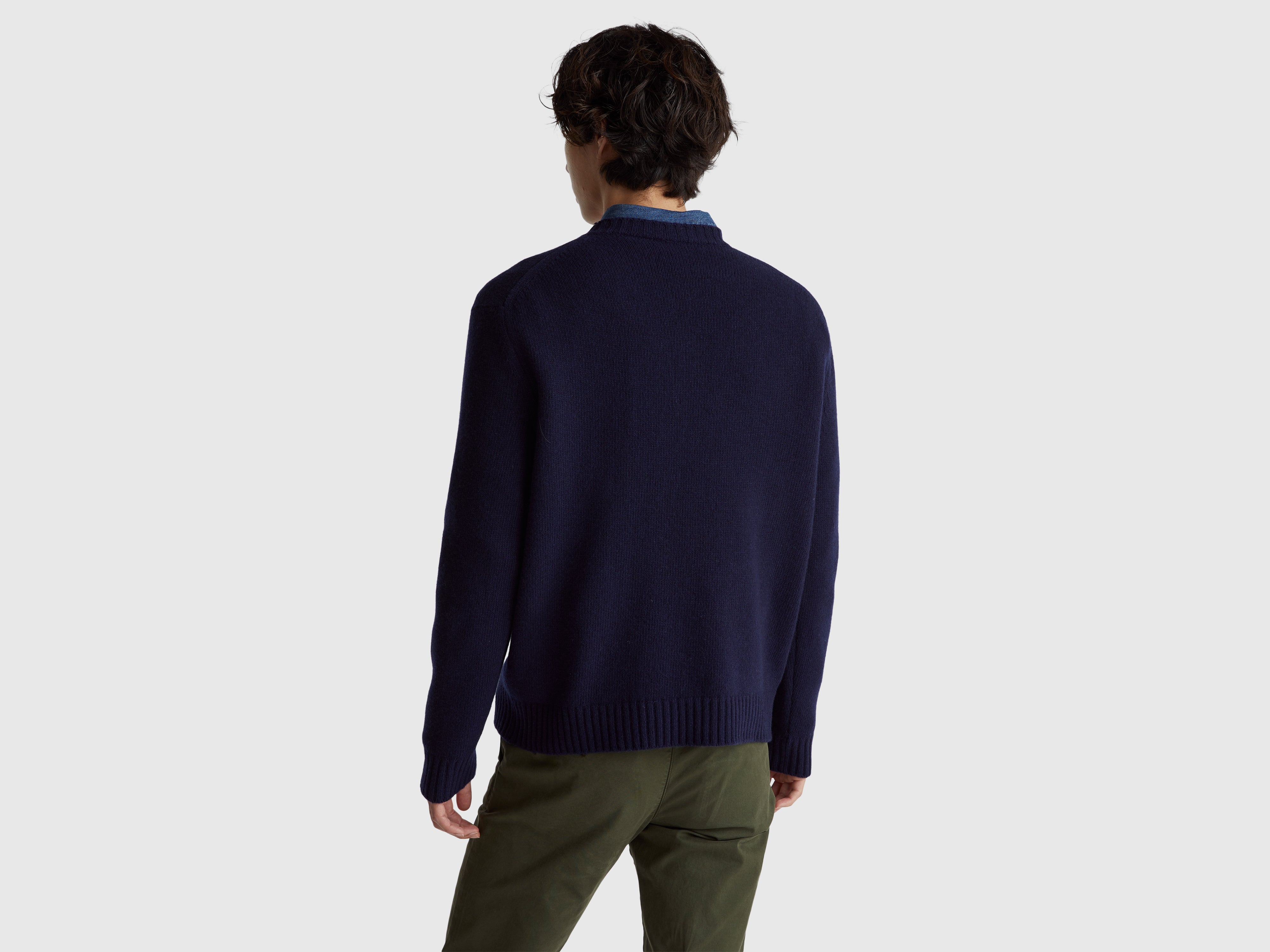 United Colors of Benetton maglione misto lana girocollo logo