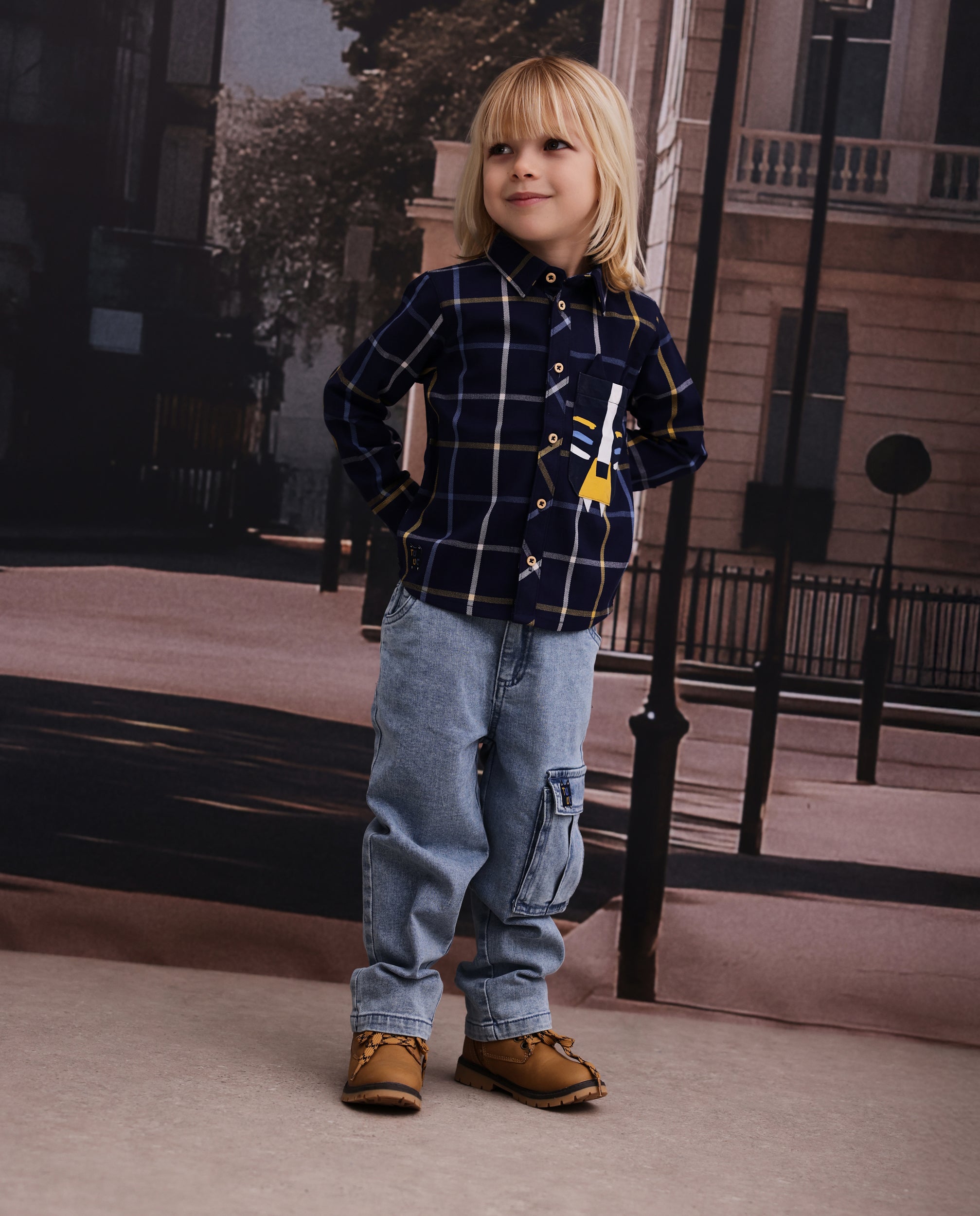 TucTuc Pantaloni Jeans Bambino Denim Cargo Elastico