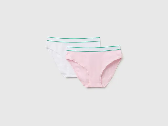 United Colors of Benetton Slip bimba cotone 2 pezzi bianco rosa
