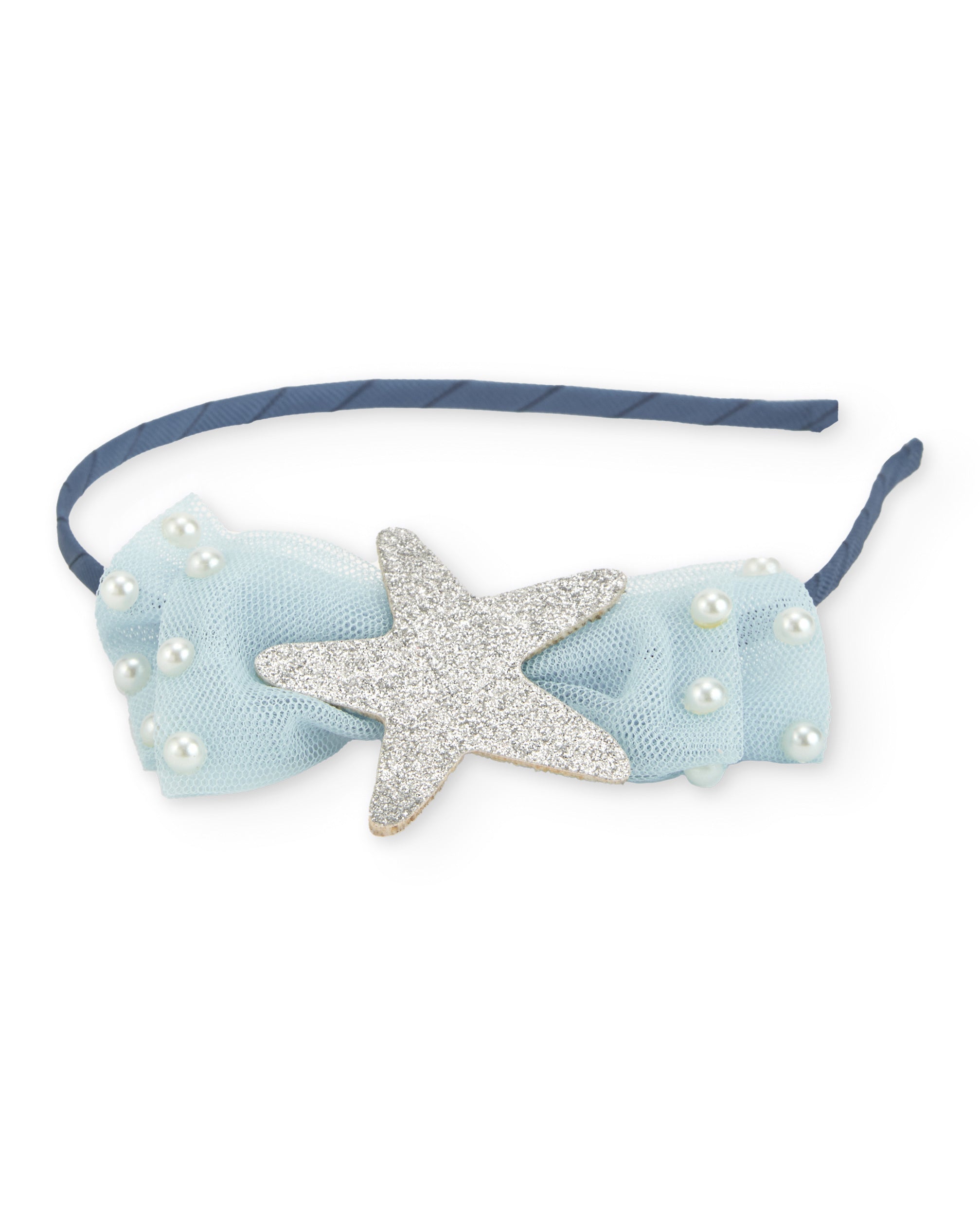 TucTuc Accessori Cerchietto Bambina Blu Fiocco Tulle