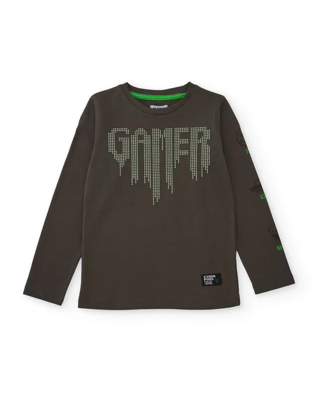 TucTuc Magliette maglietta bambino cotone grigio stampa gamer