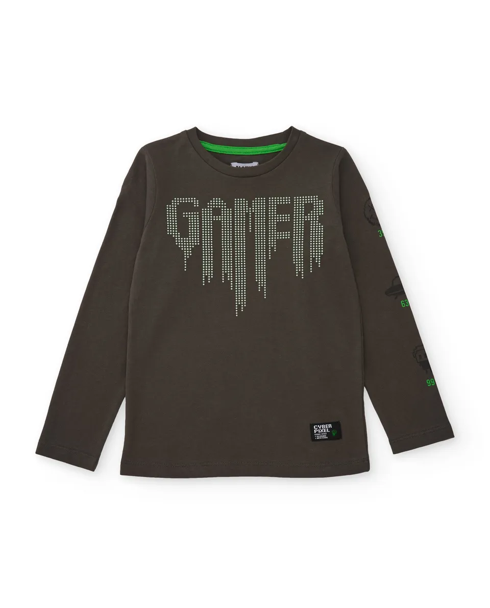 TucTuc Magliette maglietta bambino cotone grigio stampa gamer