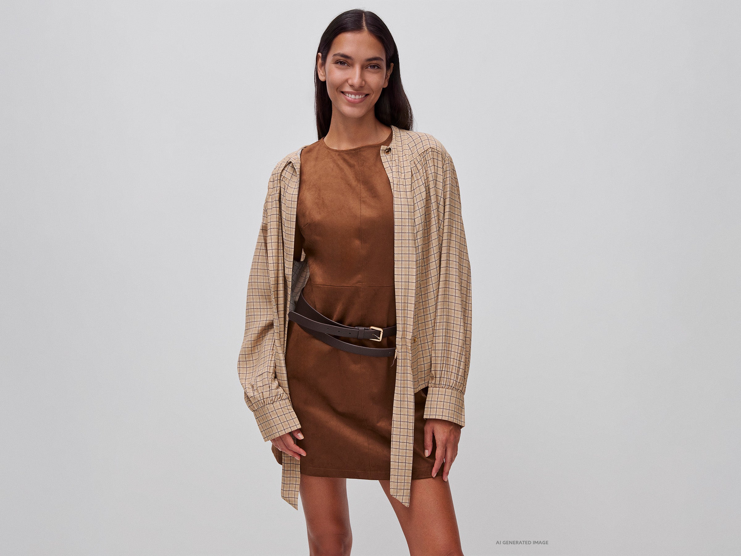 Benetton Abito smanicato effetto camoscio taglia 38