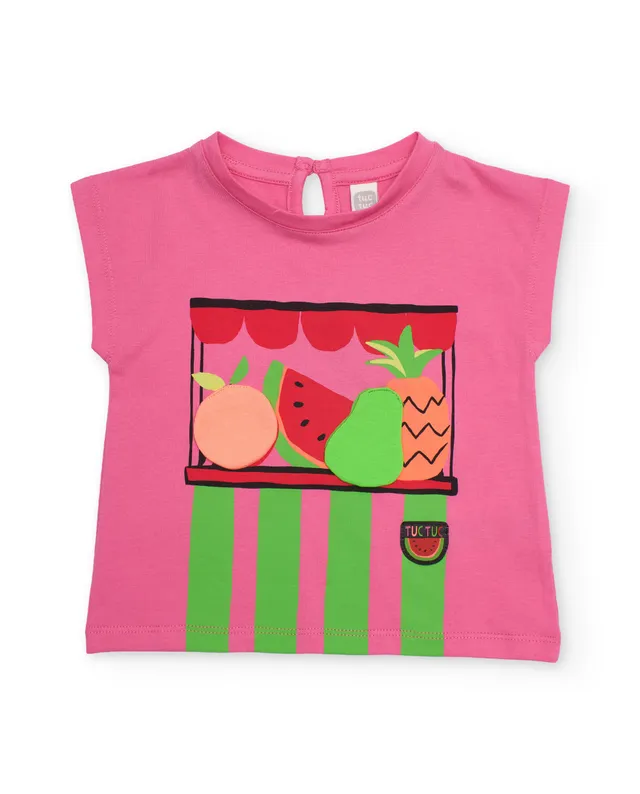 TucTuc Magliette T-Shirt Bambina Rosa Cotone Frutta