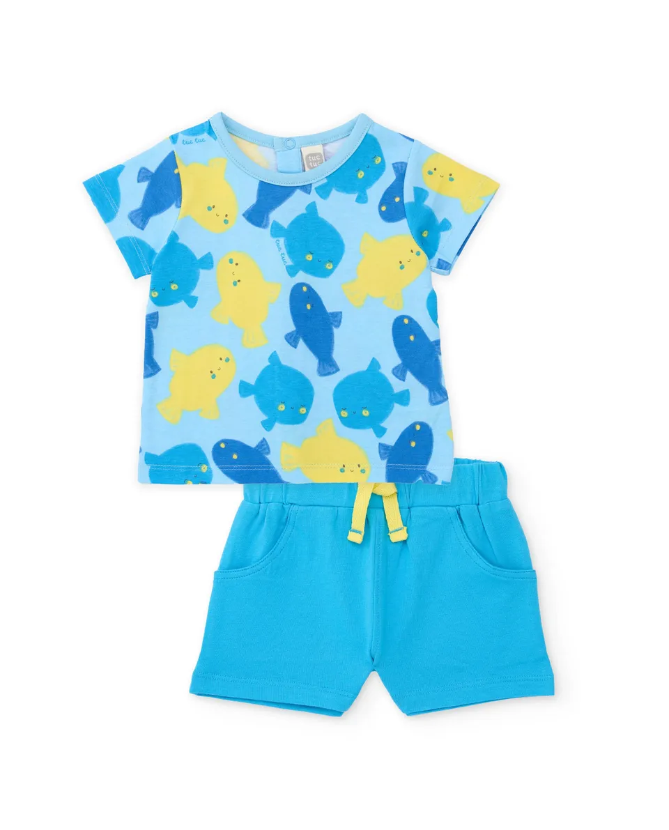 TucTuc Completi maglia pescioli set blu maglia 0-1 mesi