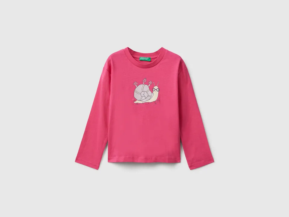 United Colors of Benetton T-Shirts maglietta cotone bio glitter