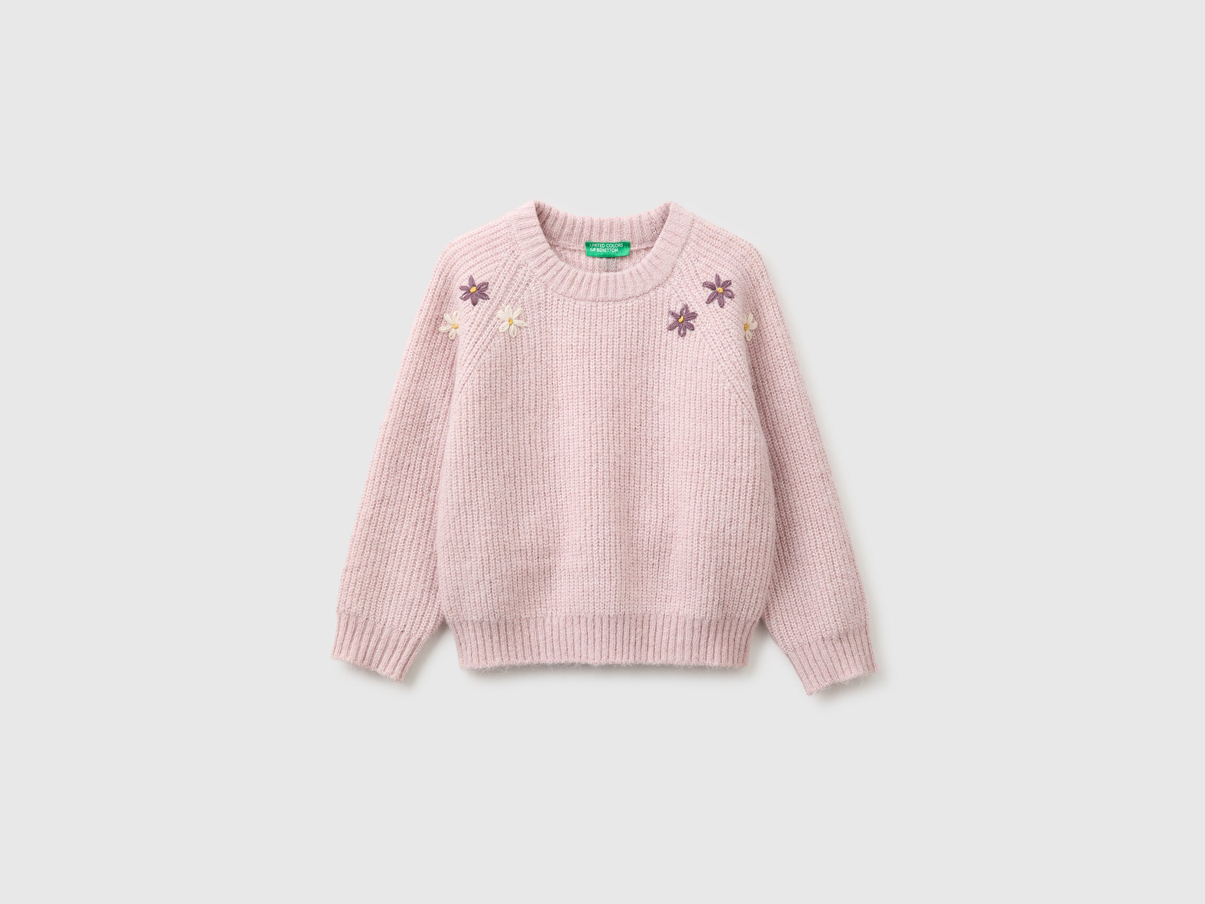 Benetton maglione fiori ricamati bimba taglia 98