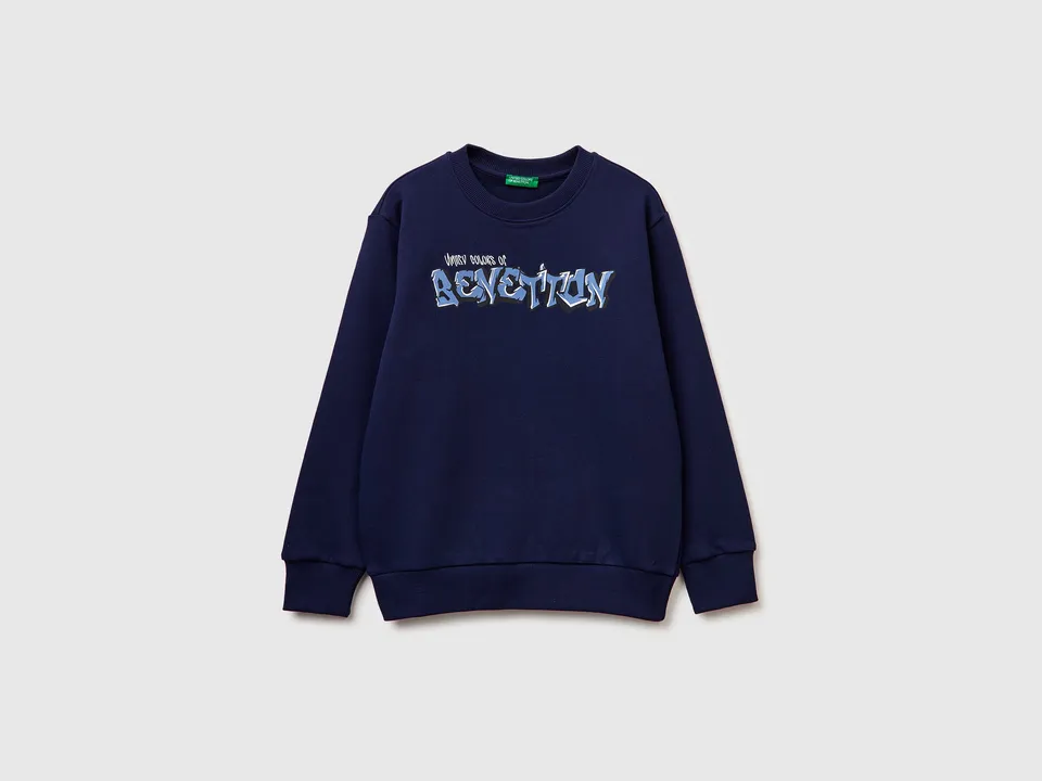 United Colors of Benetton felpa girocollo cotone color block