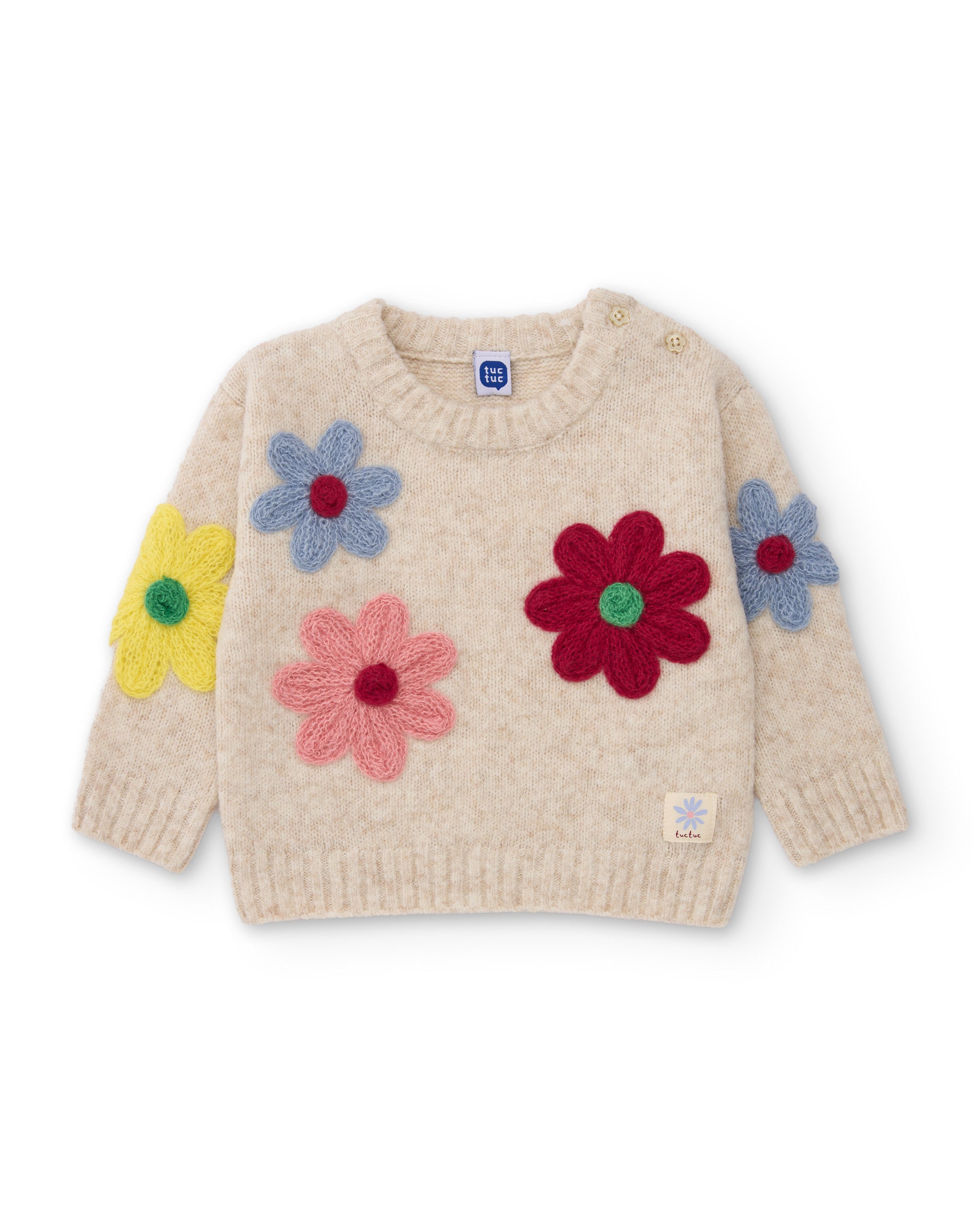 TucTuc Maglioni maglione bambina ecrù fiori ricamati