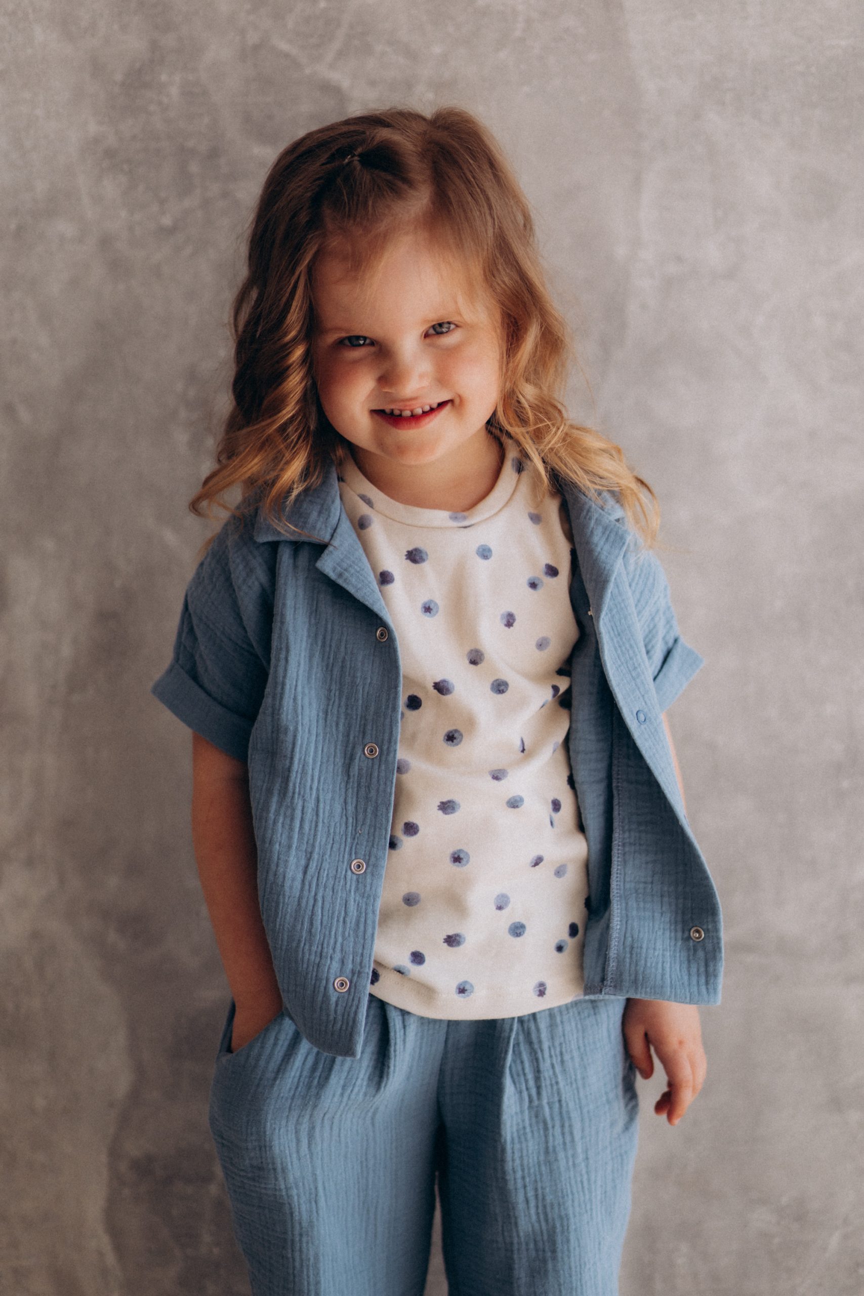 Woolly Organic T-Shirt SS26 maglietta bambino cotone Blueberry Breeze