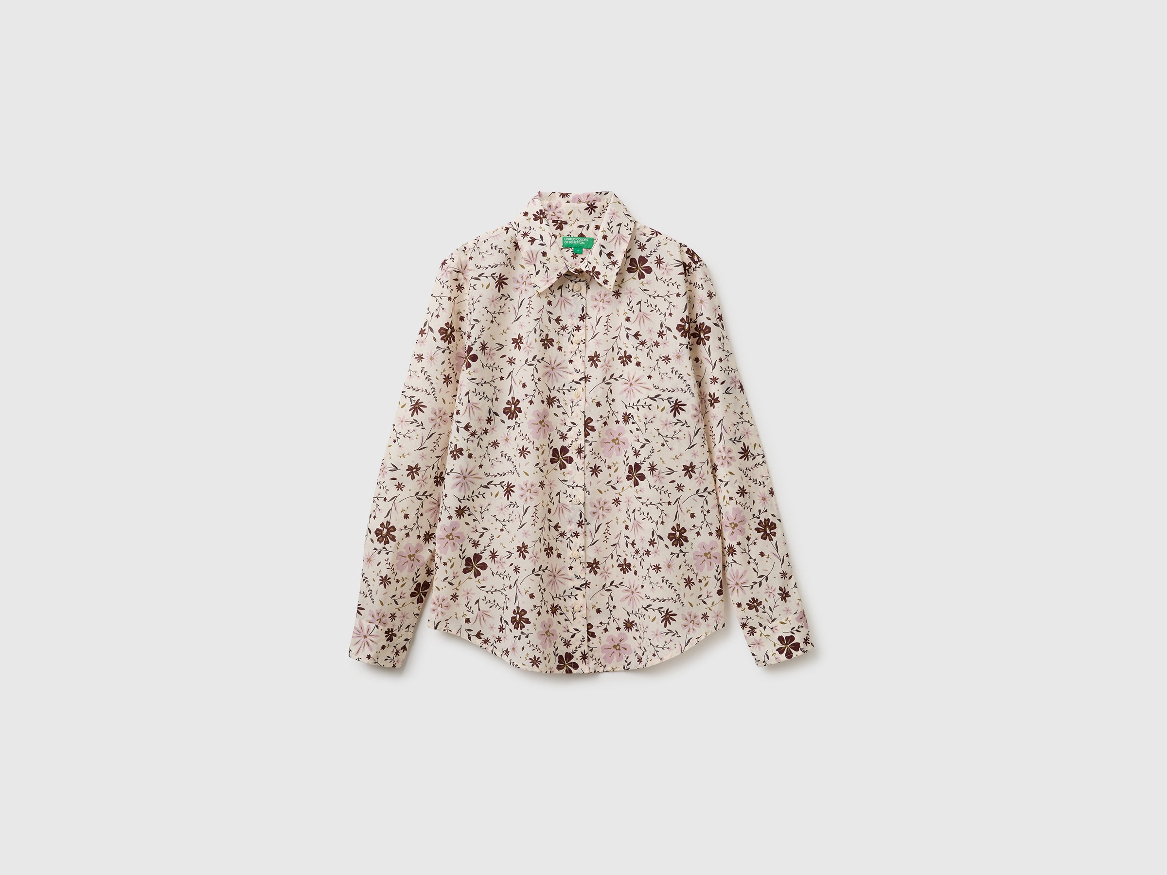 United Colors of Benetton Camicia fantasia cotone collo punta