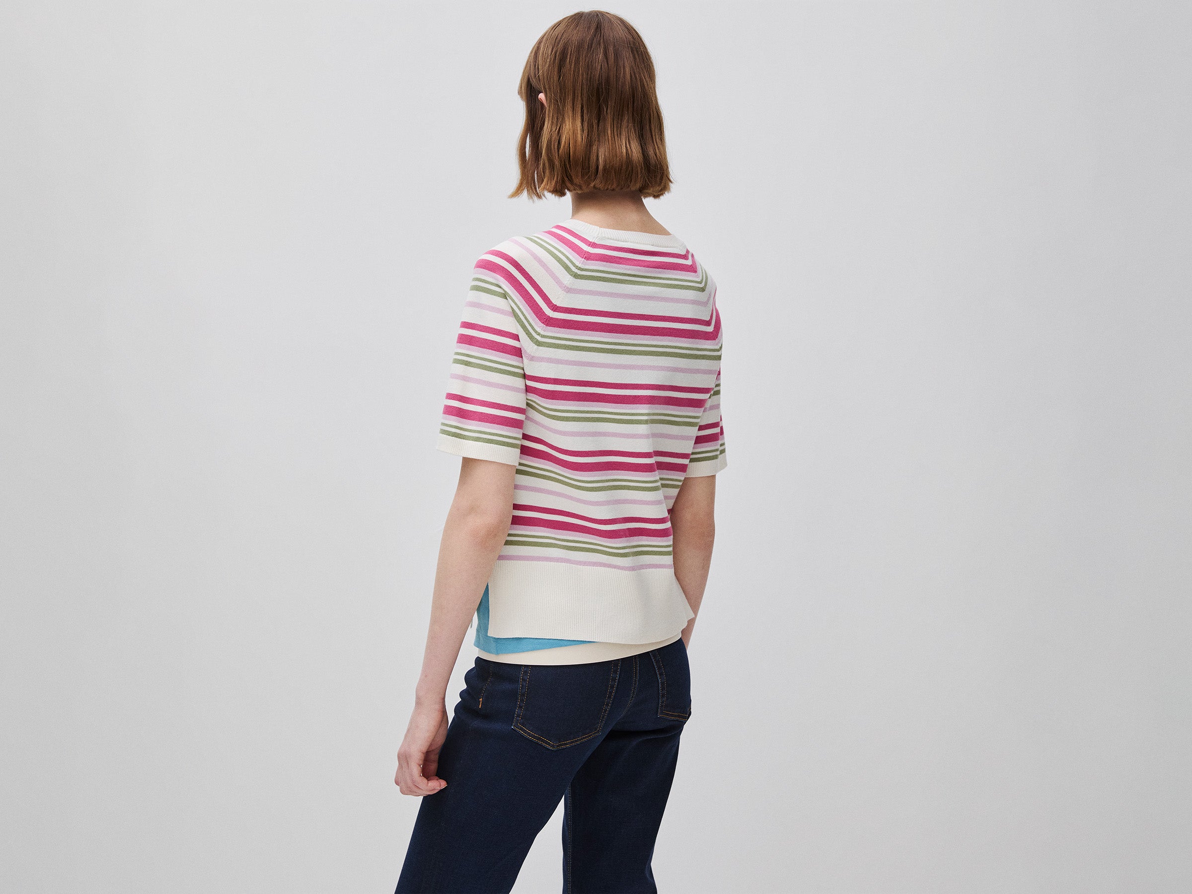 United Colors of Benetton Maglione righe manica corta viscosa