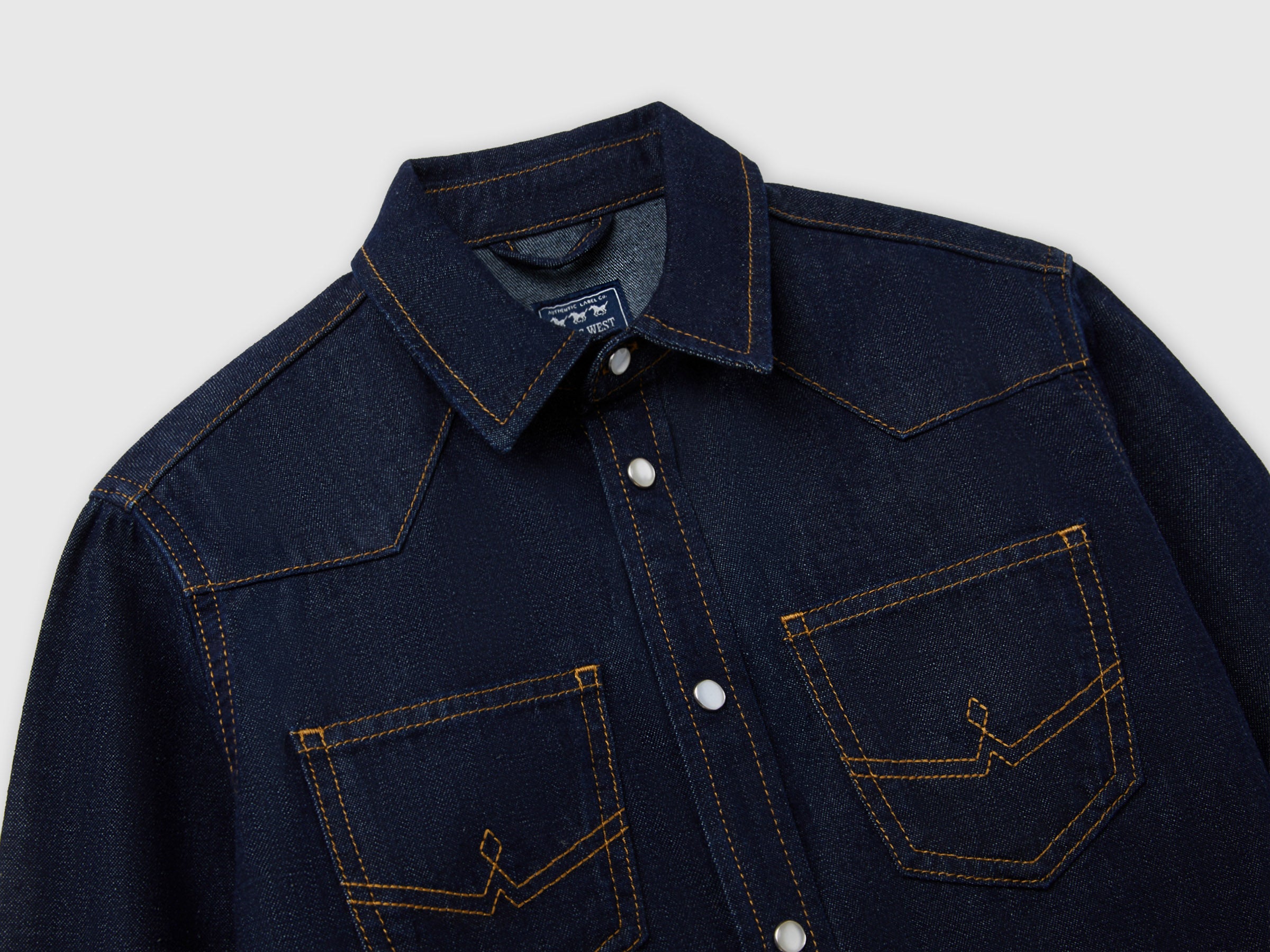 United Colors of Benetton camicia western denim scuro cotone