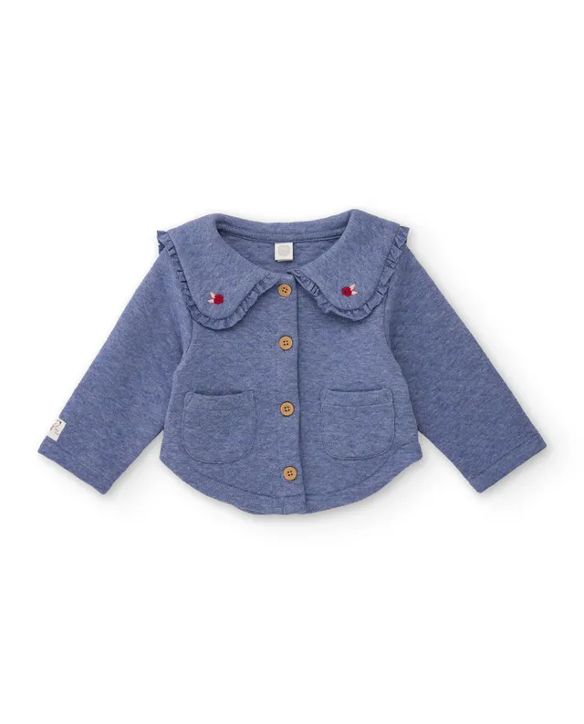 TucTuc Maglioni Giacca Neonata Azzurra Maglia Volant Bottoni