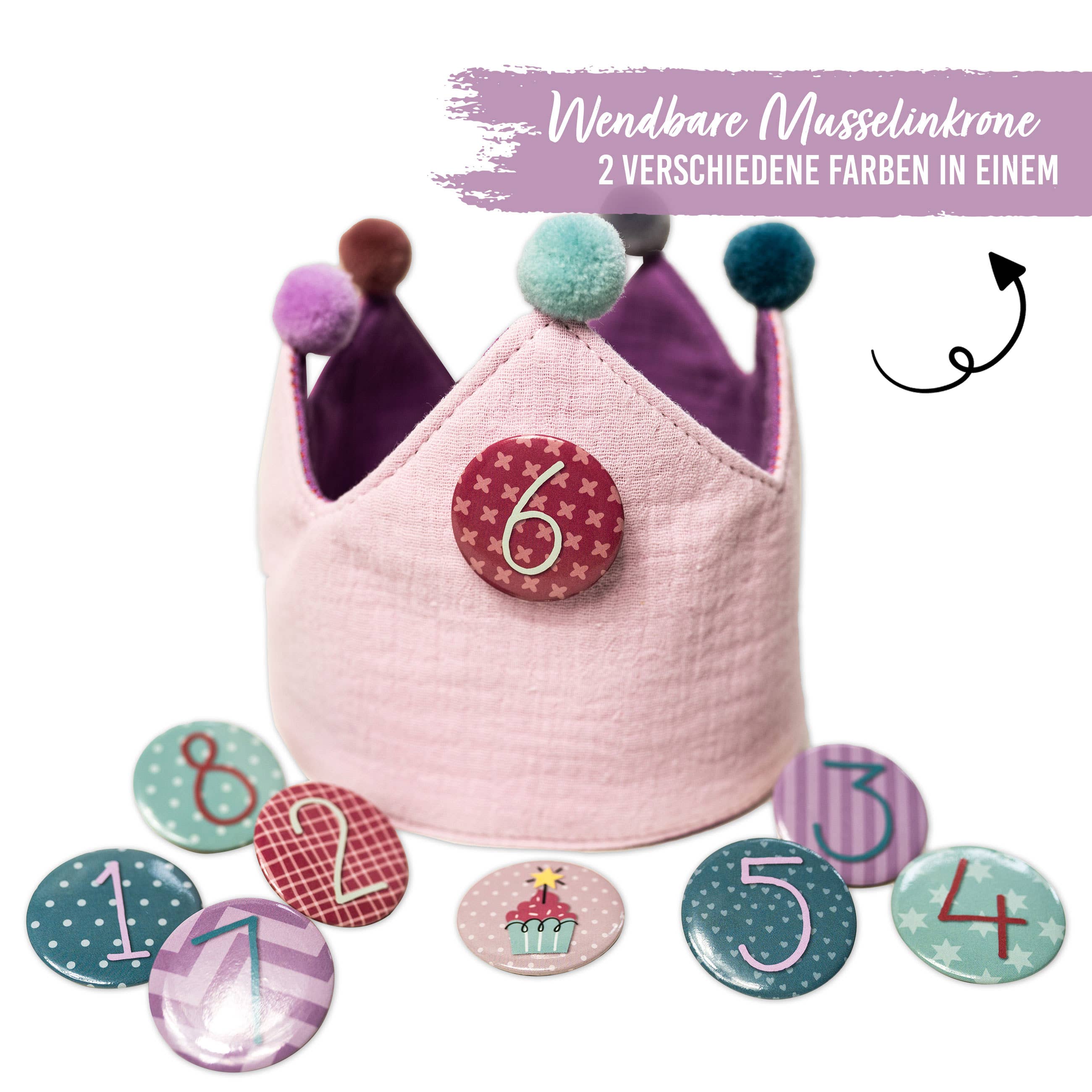 Papierdrachen Corona Compleanno Mussola Viola Numeri