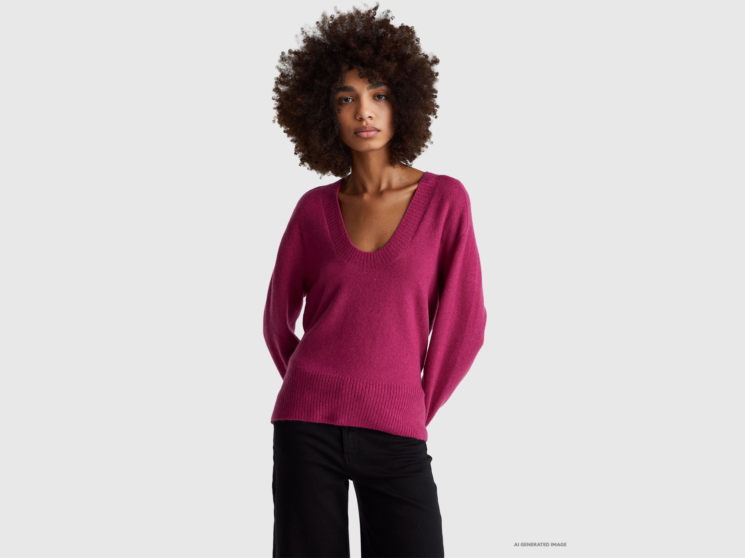 United Colors of Benetton maglione oversize caldo scollo V taglia M
