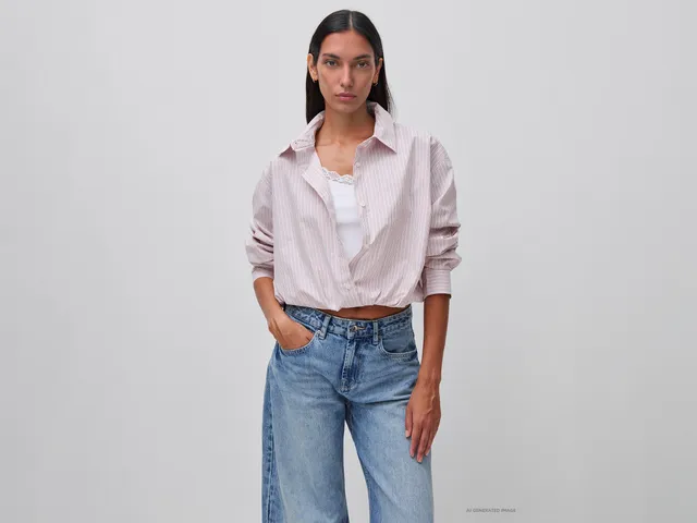 United Colors of Benetton Camicia righe con top interno cotone taglia M