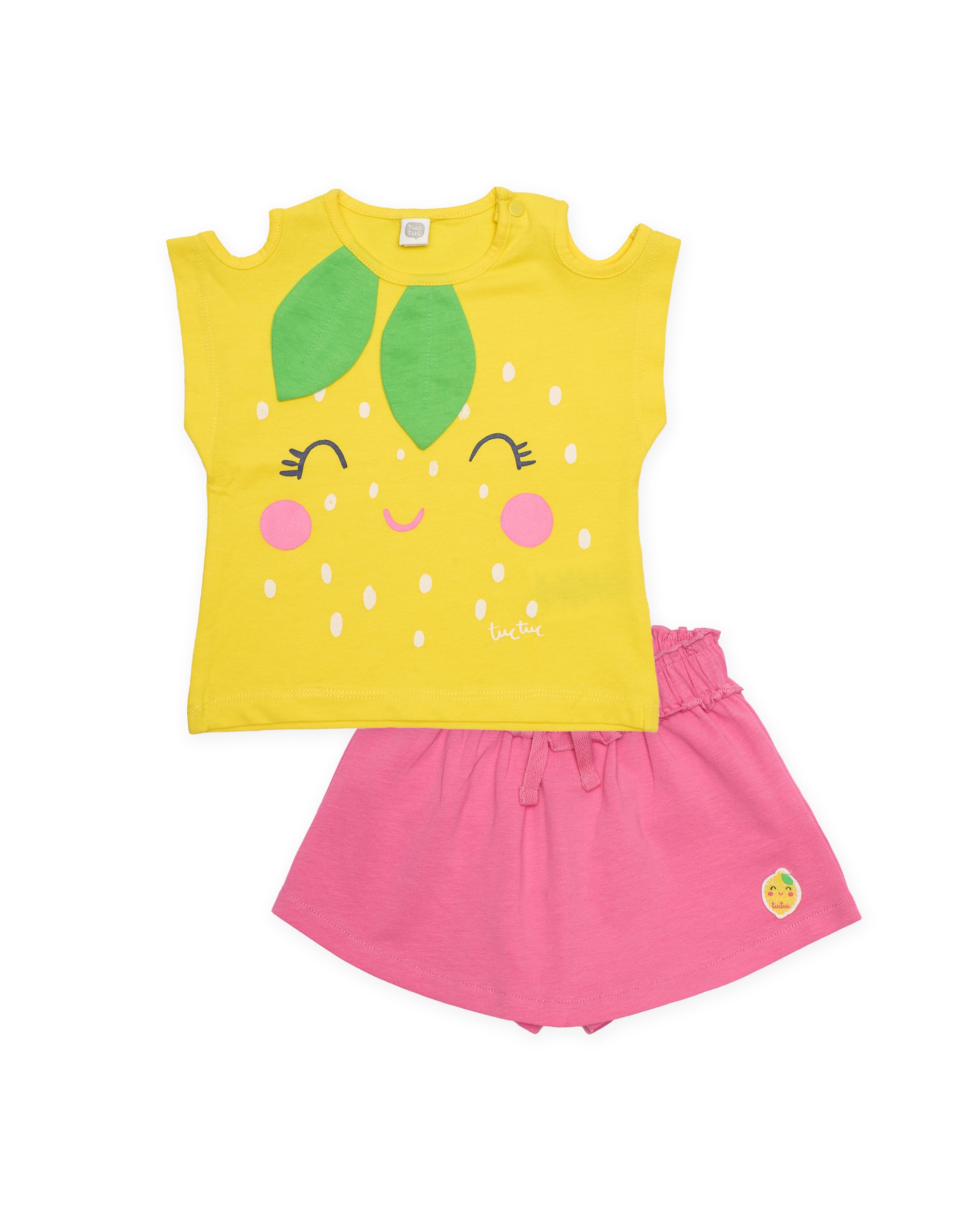 TucTuc Completi completo bambina giallo rosa jersey