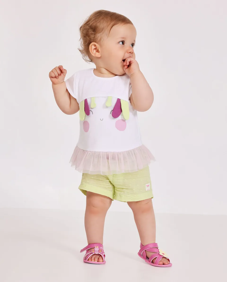 TucTuc Completi Maglia Neonato Volant Tulle Bianco