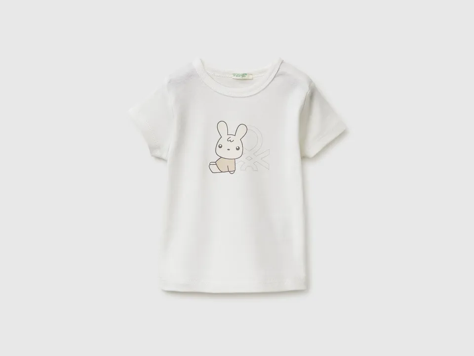 Benetton Maglietta Neonato Cotone Bio Bottoni Taglia 68