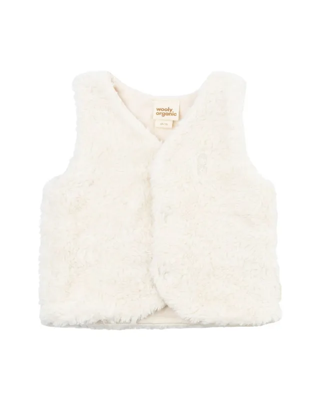 Woolly Organic Baby Vest gilet AW26 peluche Ecru