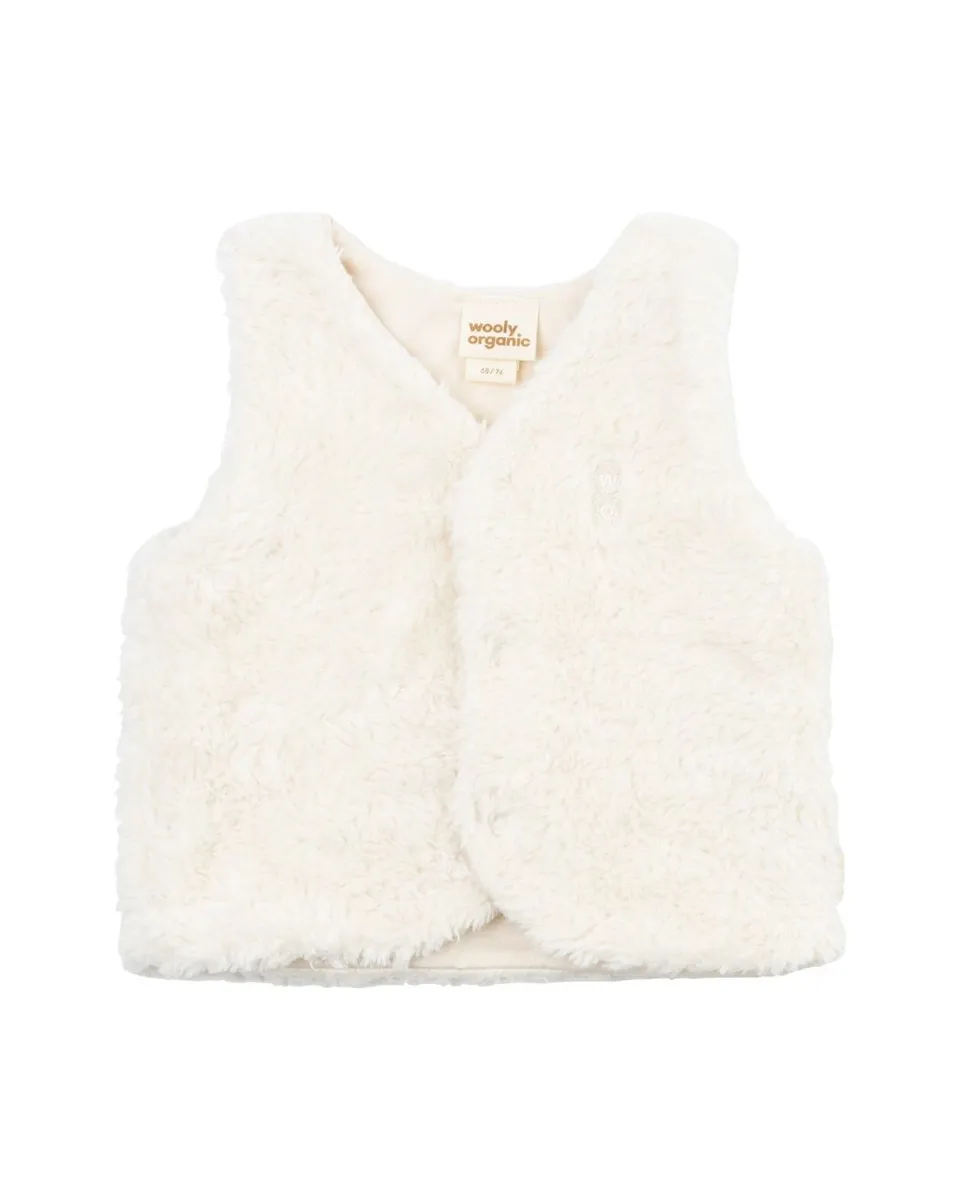 Woolly Organic Baby Vest gilet AW26 peluche Ecru