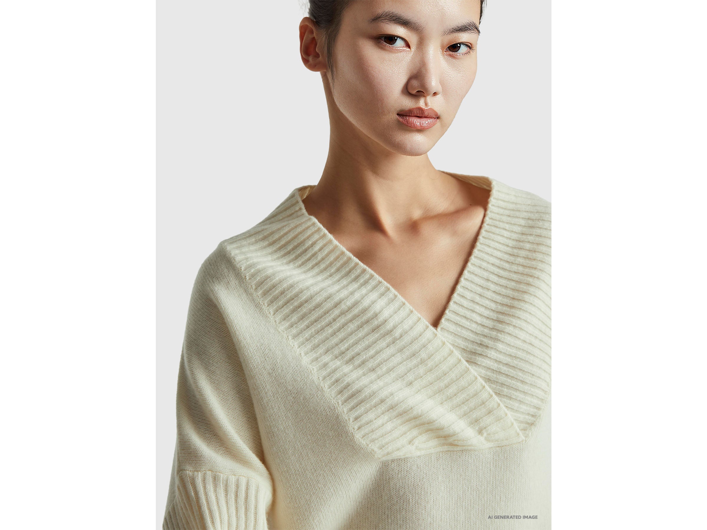 Benetton Maglione Scollo a V Misto Lana Taglia S