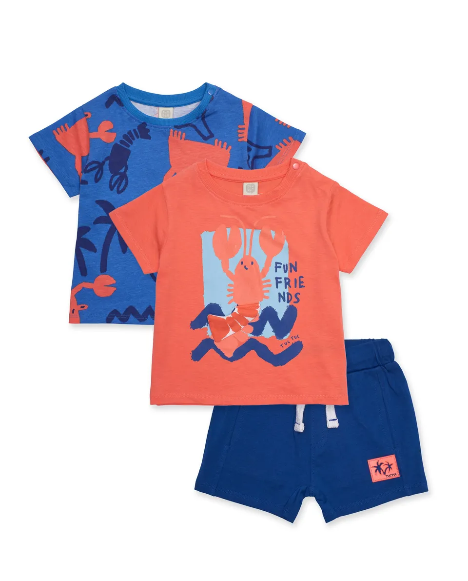 TucTuc Completi set 3 pezzi bambino blu bermuda cotone