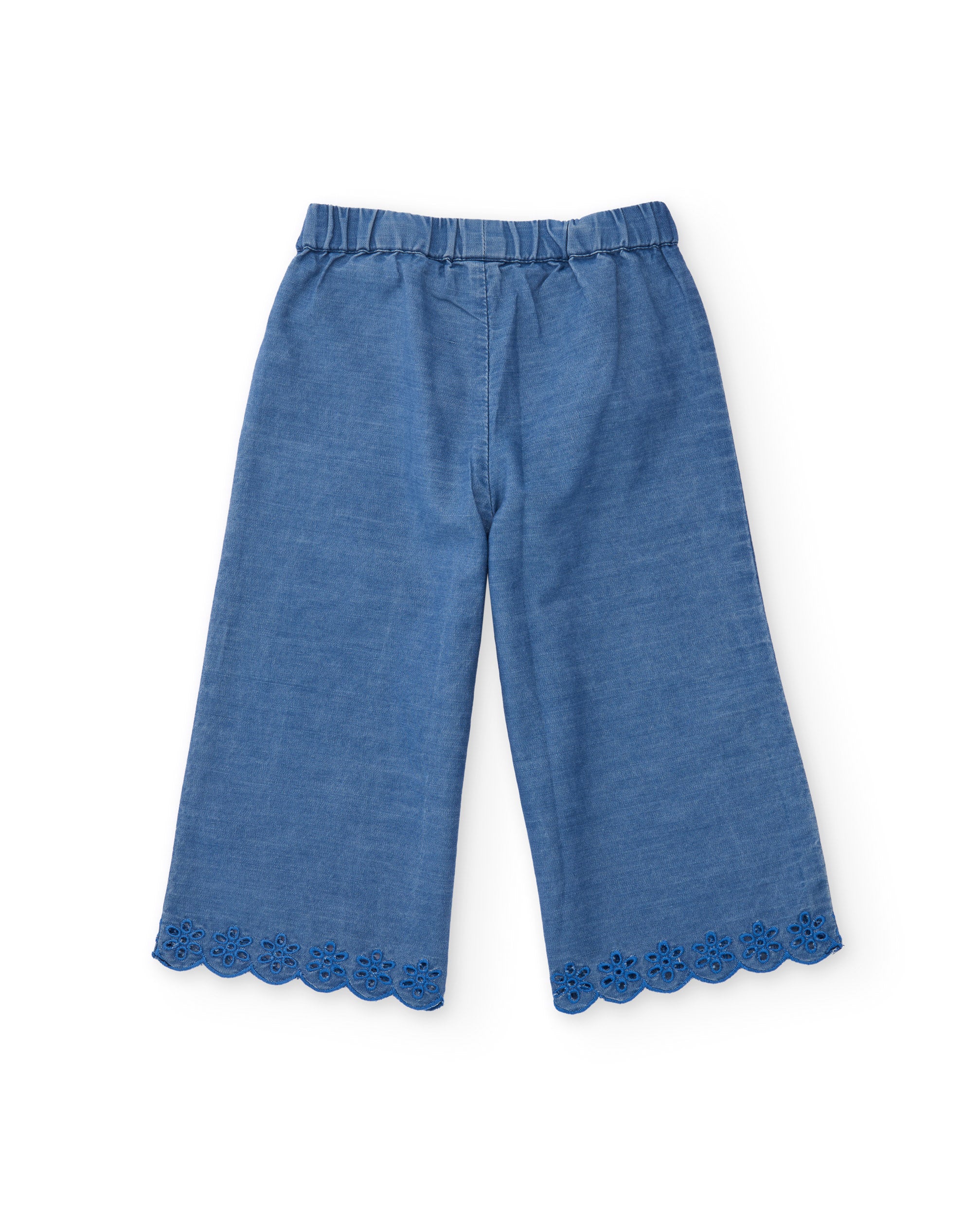 TucTuc Pantaloni Jeans Bambina Blu Ricamo Floreale