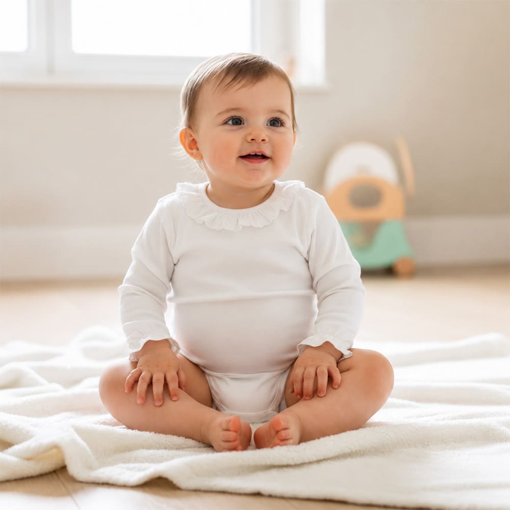 Petite Citrouille Eden body cotone bianco neonato volant