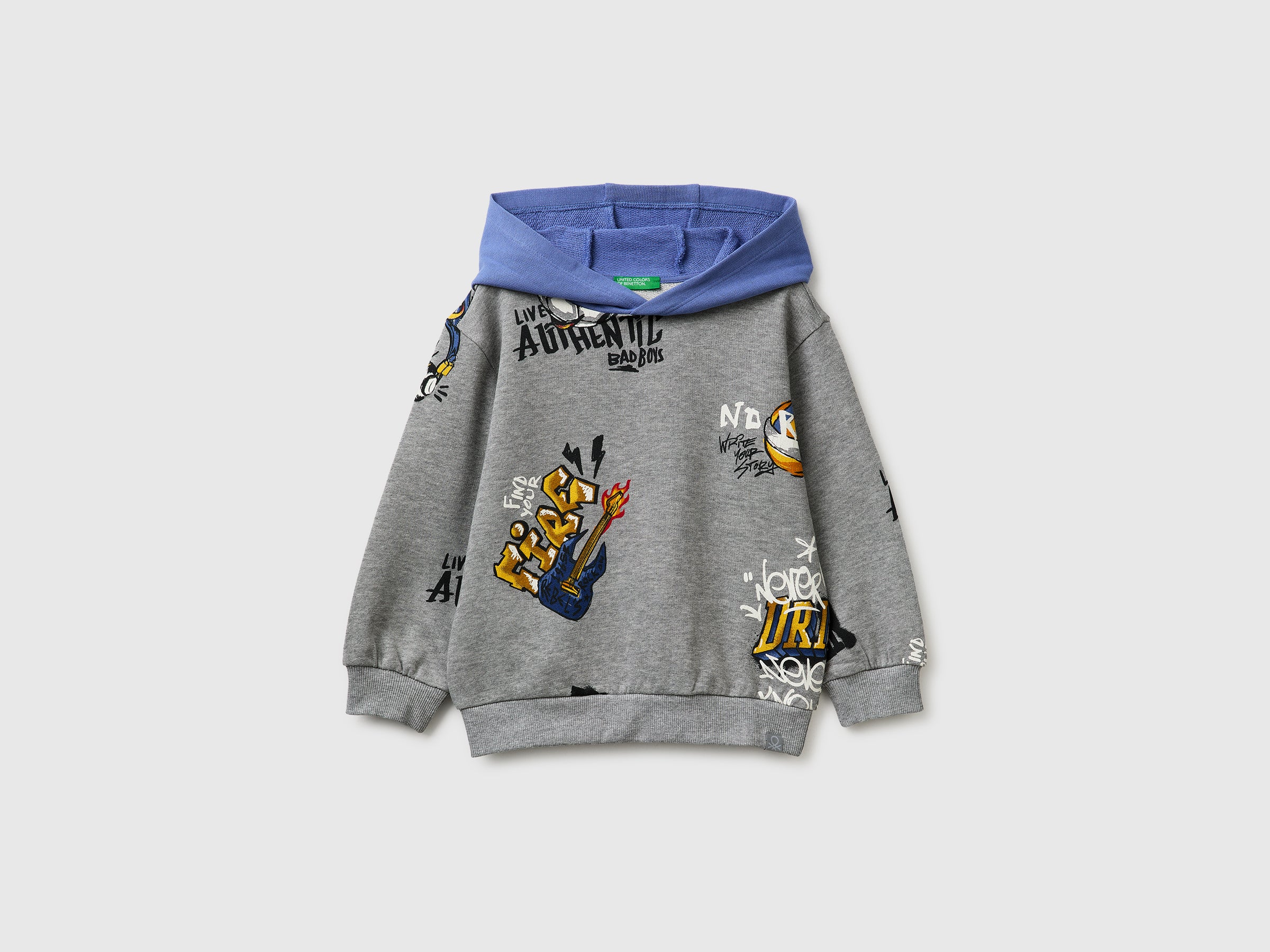 United Colors of Benetton Sweatshirts Felpa cappuccio stampata 104