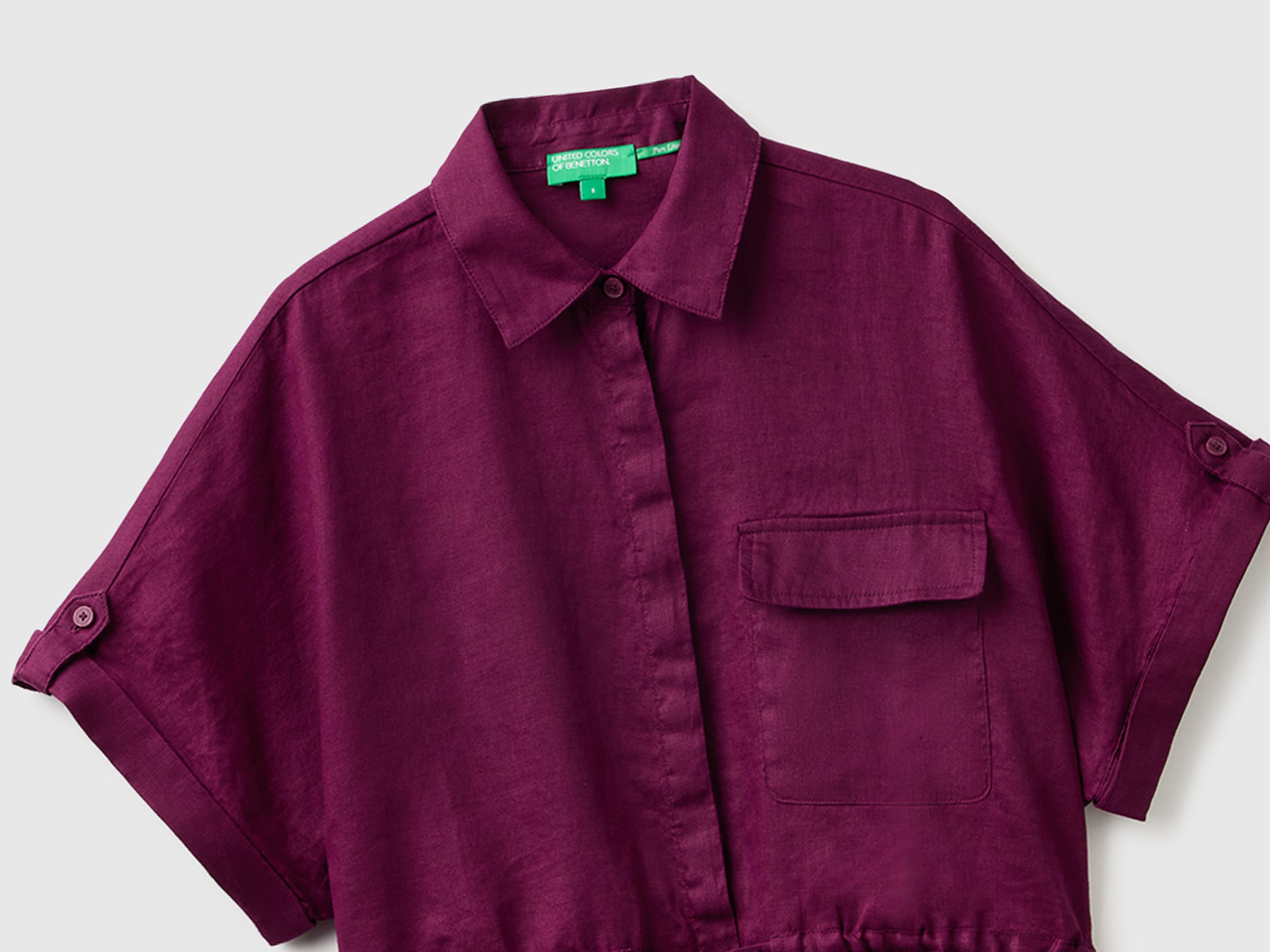 United Colors of Benetton Shirts camicia lino sahariana maniche corte