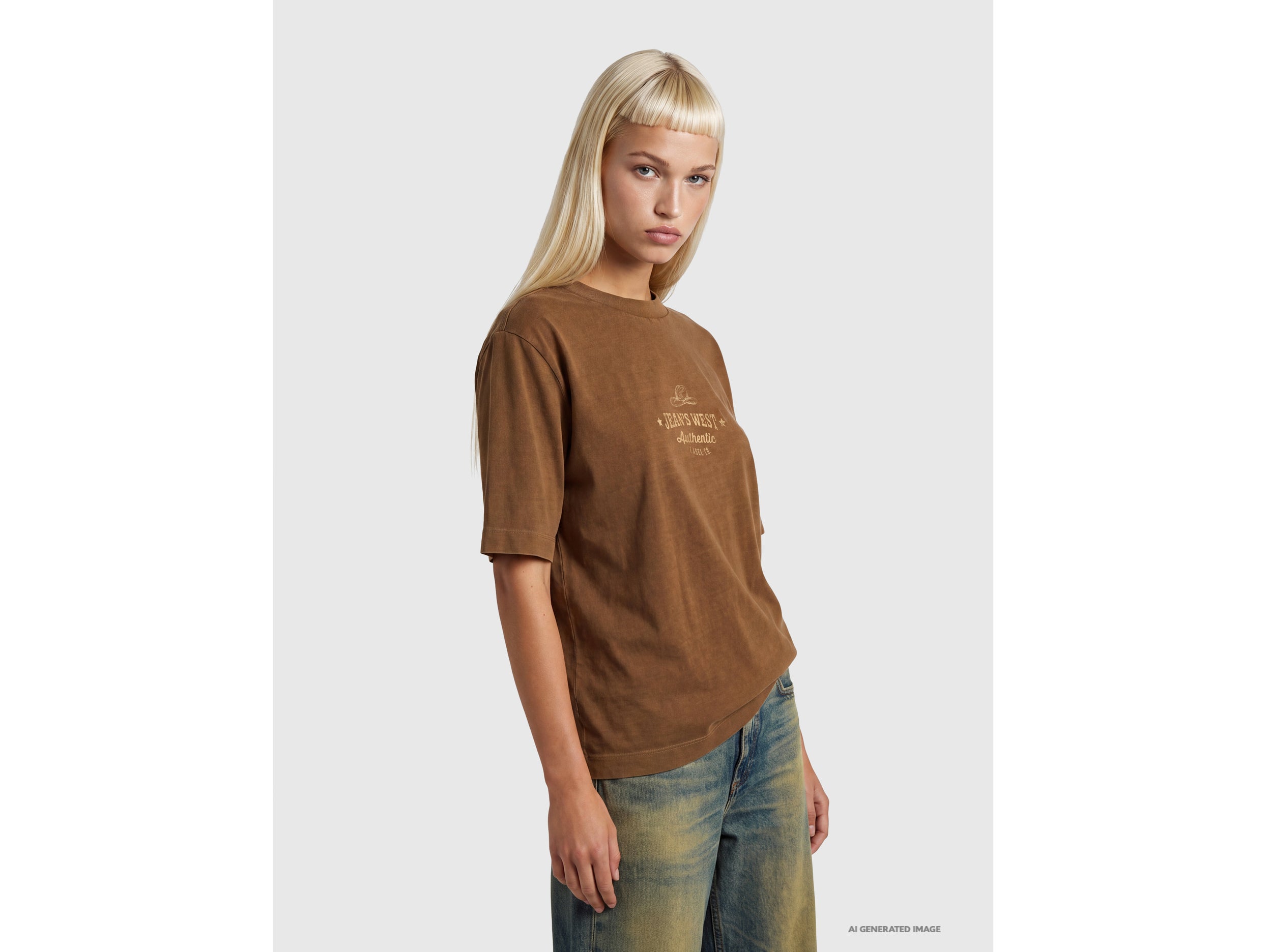 Benetton T-Shirts T-shirt over stampa western cotone