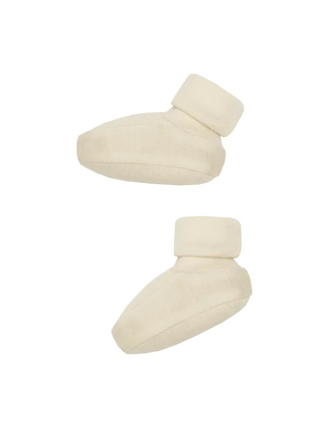 Woolly Organic Baby Booties scarpine neonato lana merino seta NOOS