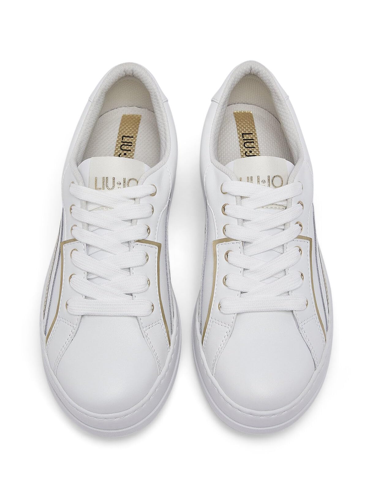 Liu Jo Sneakers Pelle Bianche 35 con Accenti Lamé