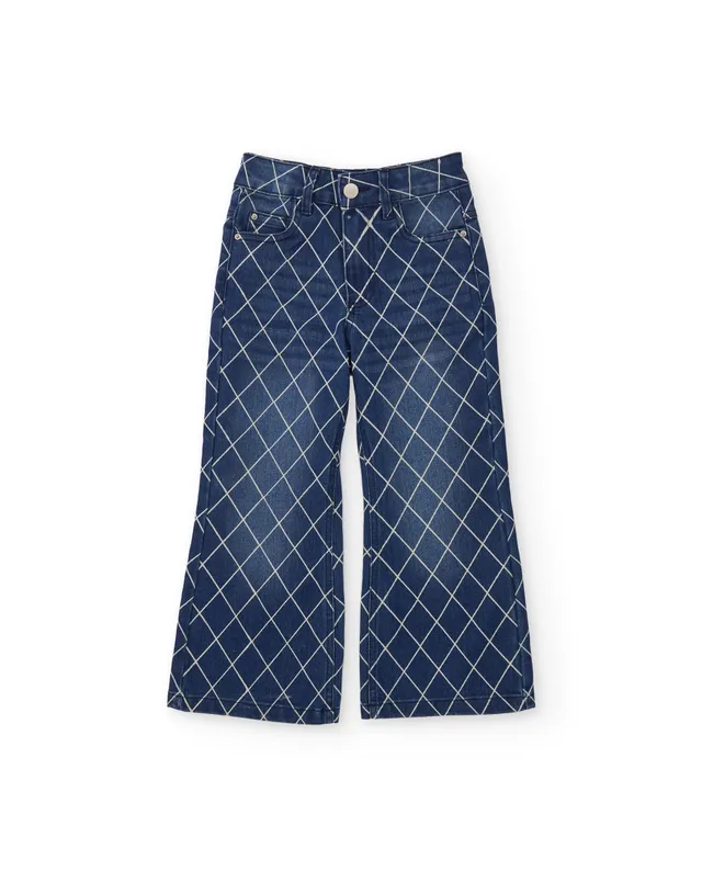 TucTuc Pantaloni Jeans Bambina stampa geometrica blu