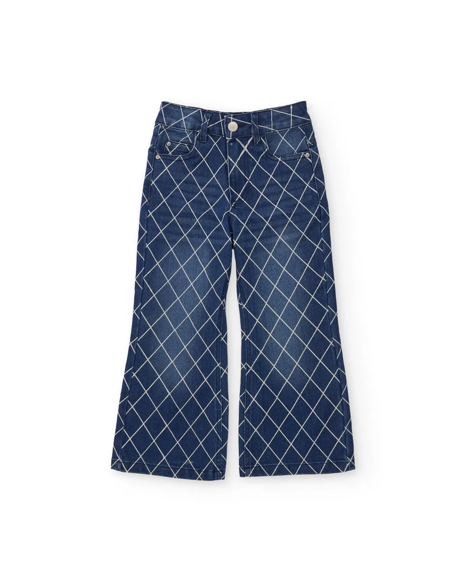 TucTuc Pantaloni Jeans Bambina stampa geometrica blu