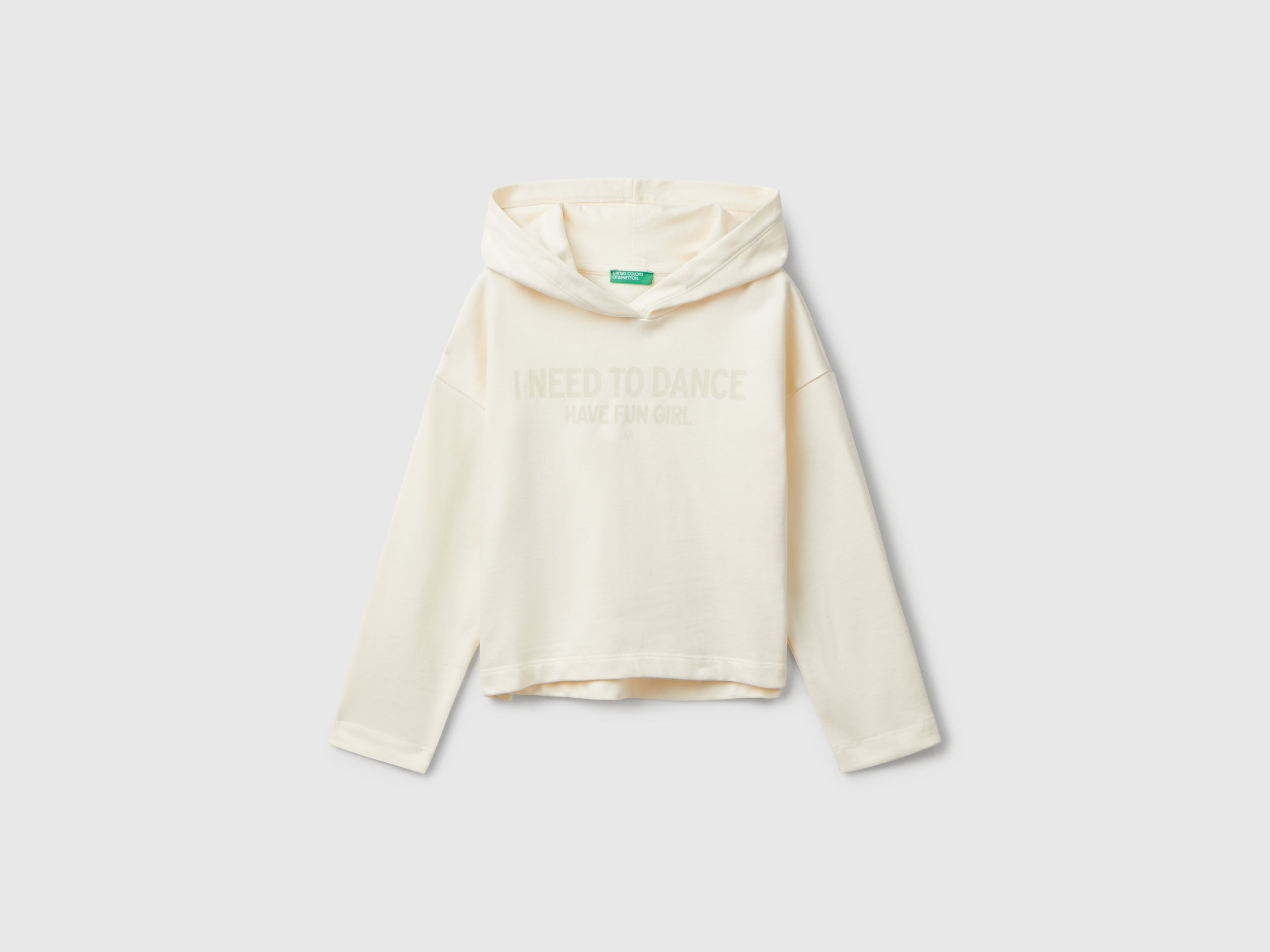 United Colors of Benetton Sweatshirt felpa cotone cappuccio scritta