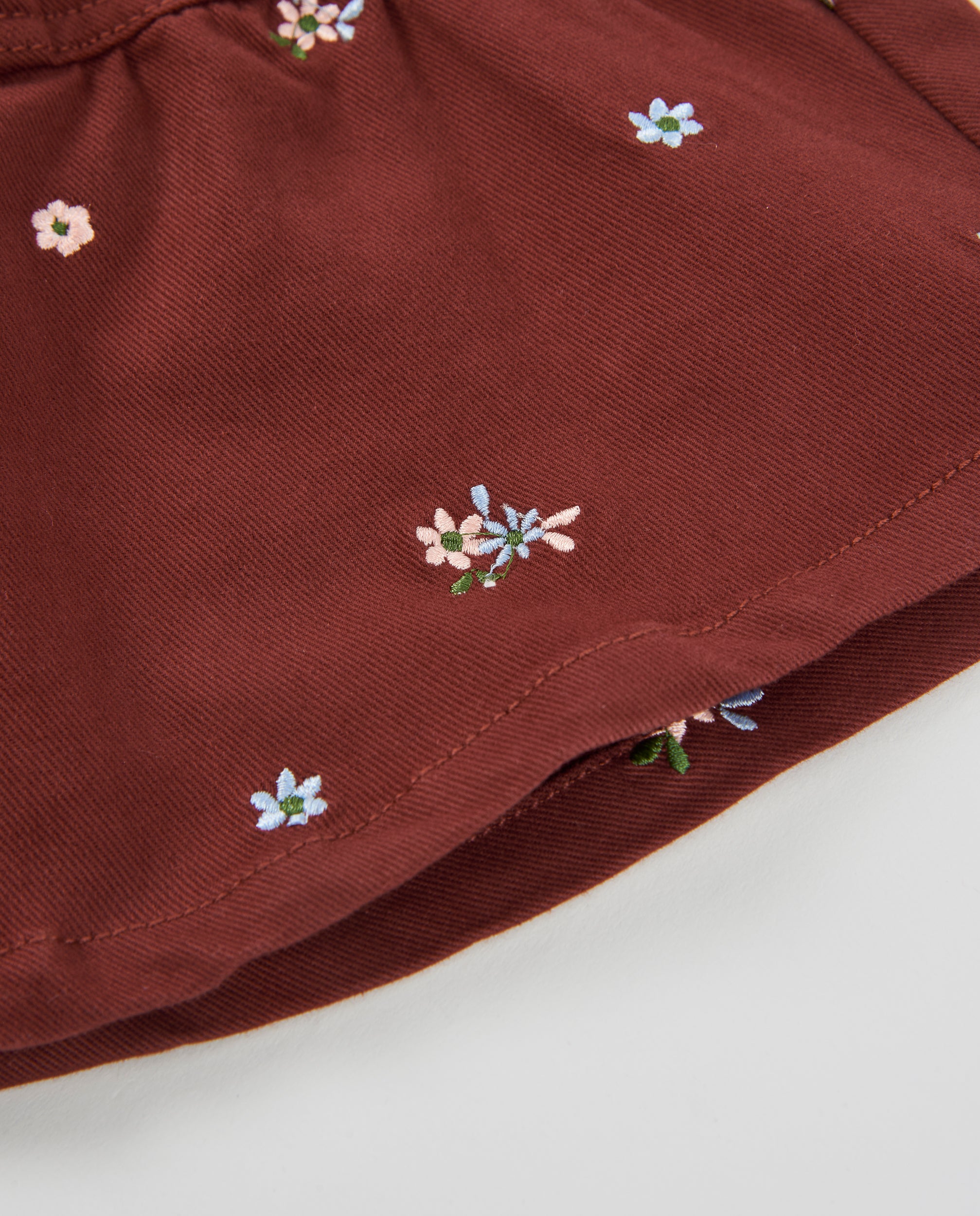 TucTuc Gonne Gonna Bimba Cotone Bordeaux Ricami Floreali