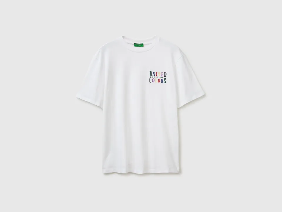 United Colors of Benetton Melange T-shirt logo maglietta cotone organico