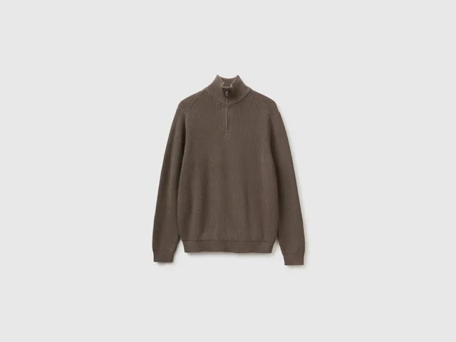 United Colors of Benetton Mock neck sweater maglione lana cotone