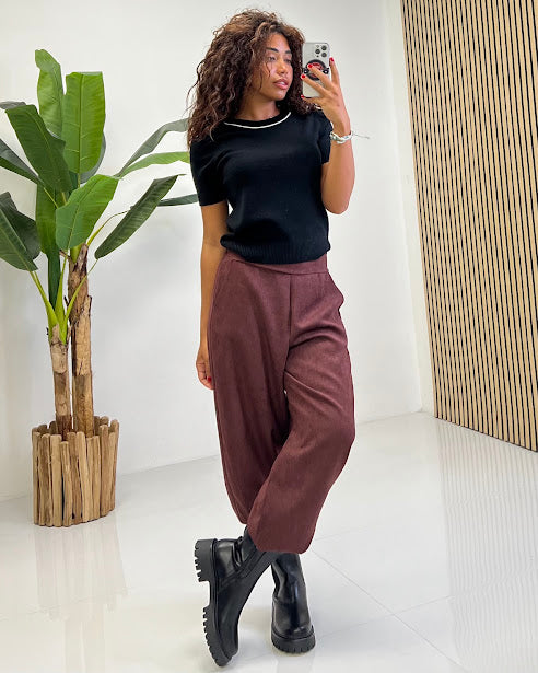 Sottosopra TF12 pantalone balloon melange fango unica
