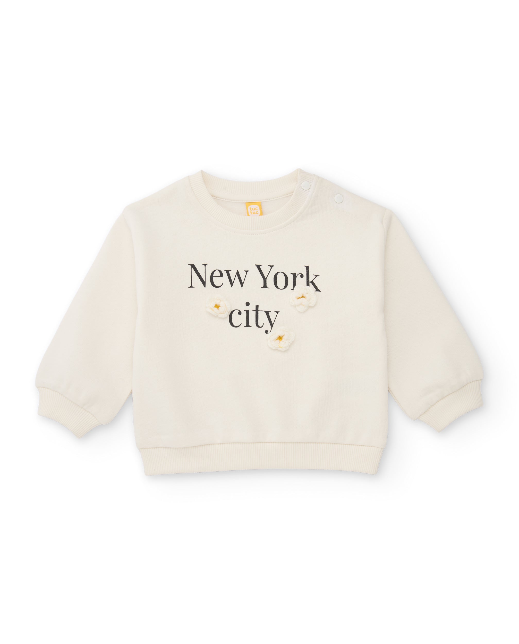 TucTuc Felpe felpa bambina fiori New York bianca