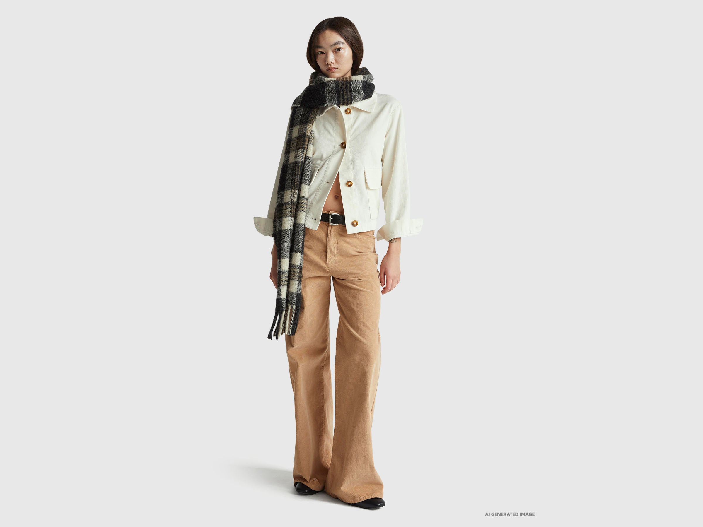 Benetton pantaloni velluto 30 wide fit cotone stretch