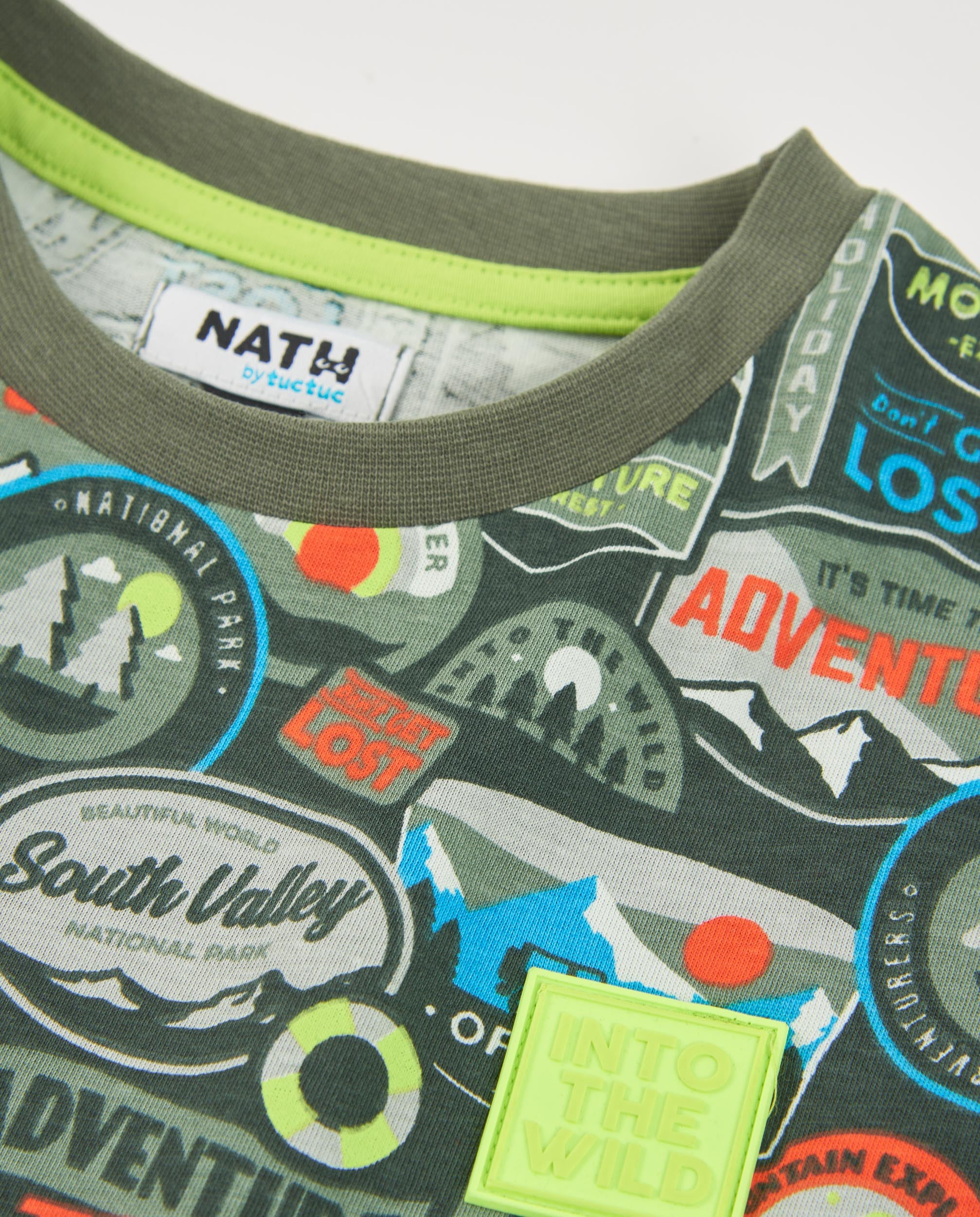 TucTuc Magliette T-shirt Bambino Verde Stampa Avventura