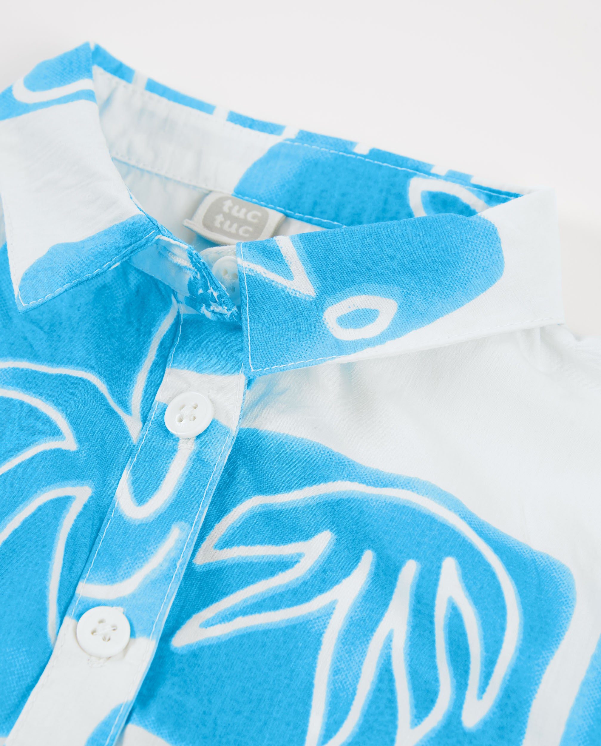 TucTuc Camicette camicia bianca stampa blu maniche corte