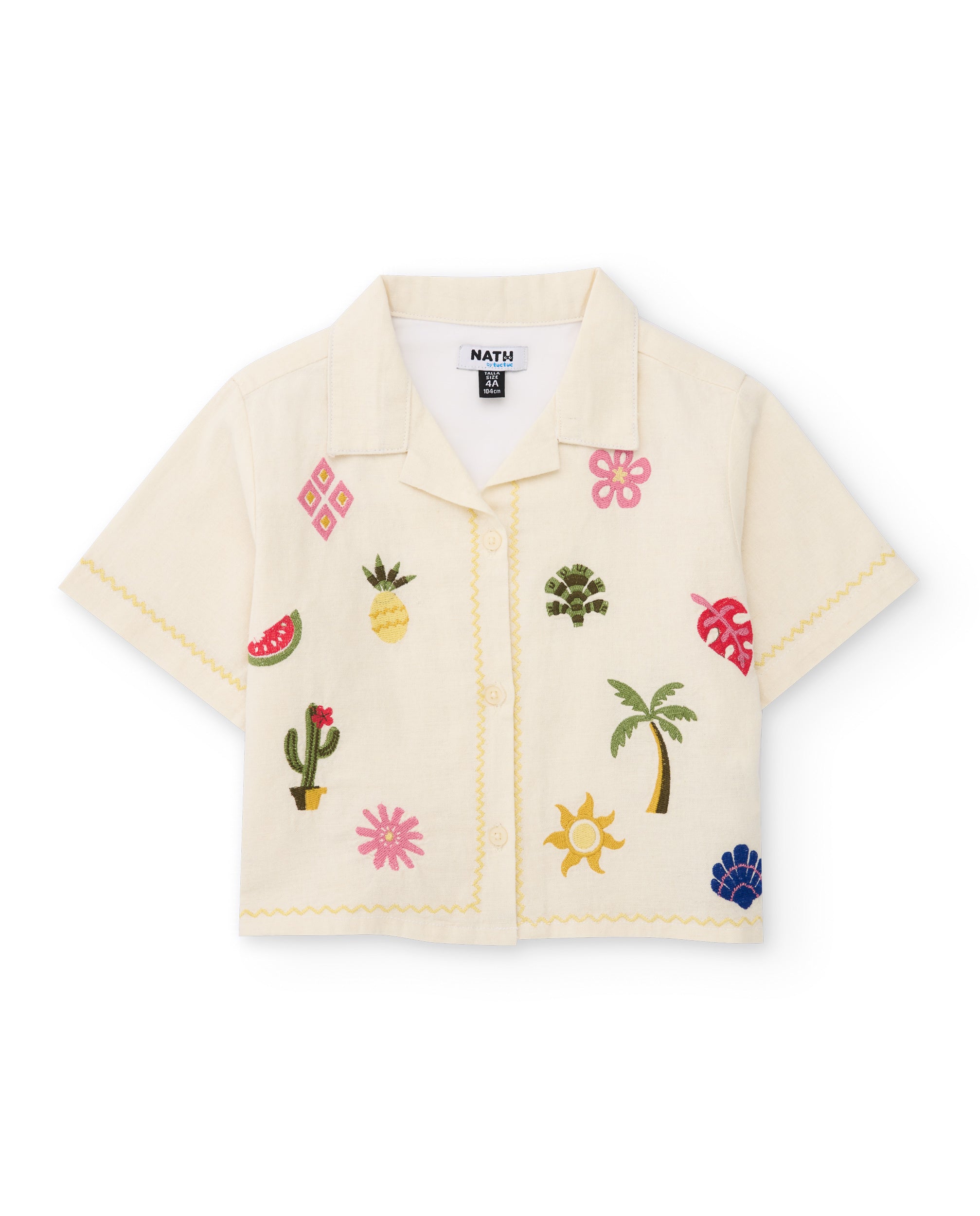 TucTuc Camicette Camicia Bambina Beige Ricami Colorati