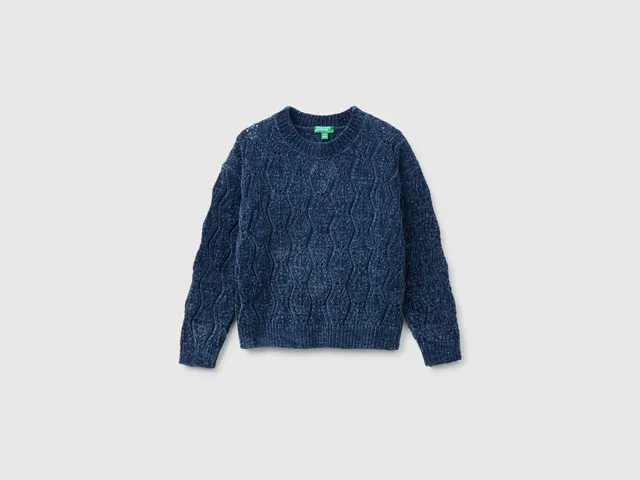 Benetton Chenille Maglione Girocollo Ciniglia Taglia L Unisex