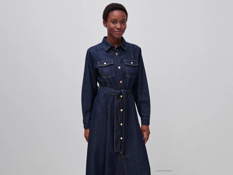 United Colors of Benetton Dresses abito denim con cintura cotone