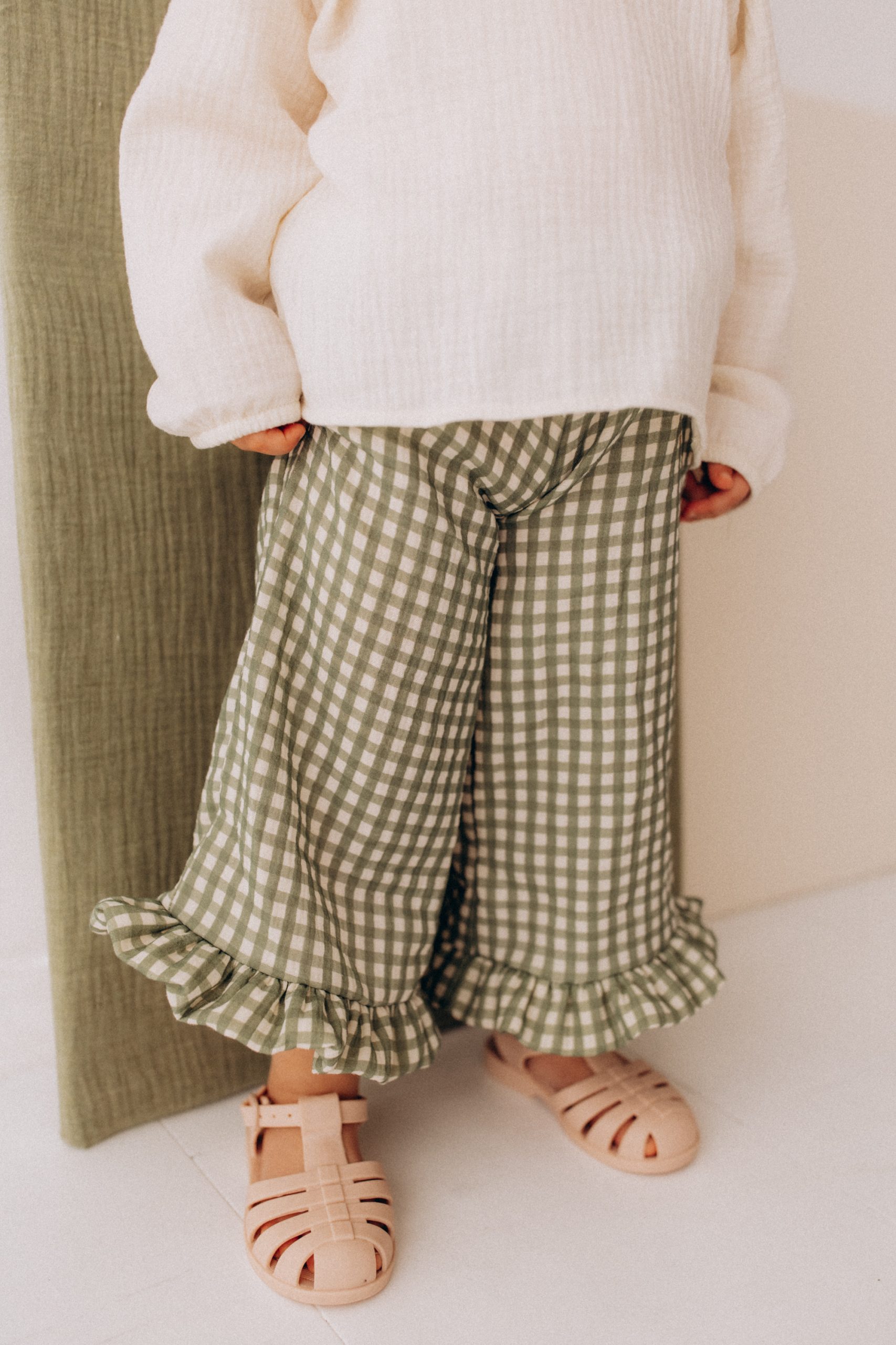Woolly Organic Kids Trousers Ruffle pantaloni mussola cotone